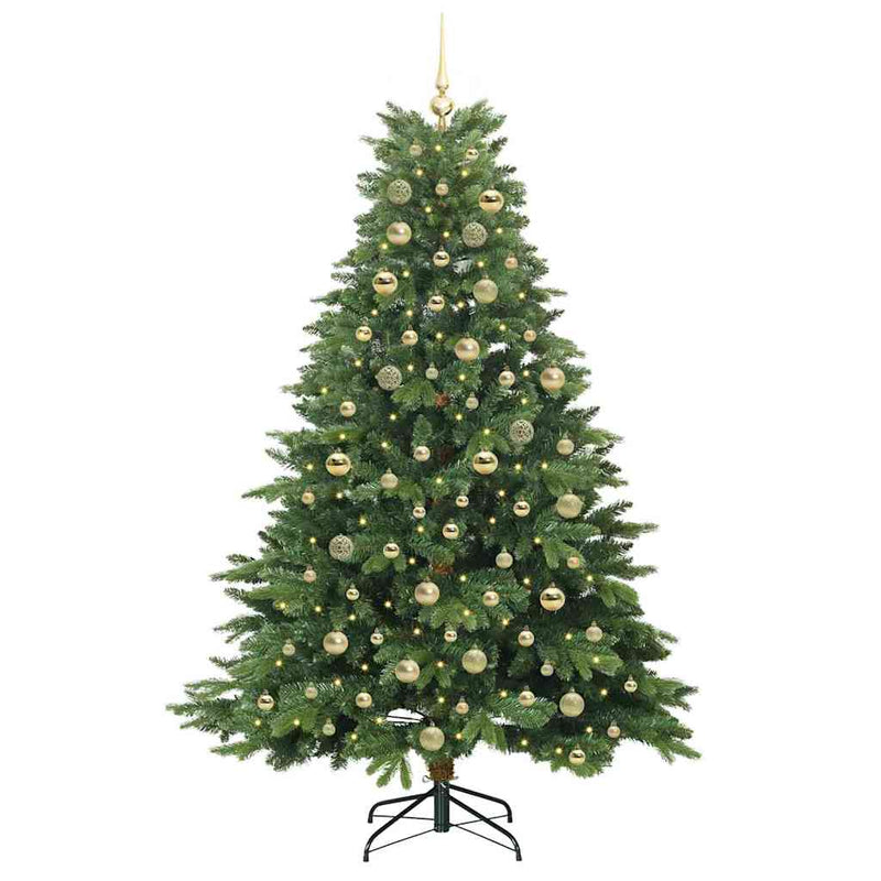 vidaXL Mű karácsonyfa 300 LED-del állvánnyal Zöld 180 cm PE és PVC