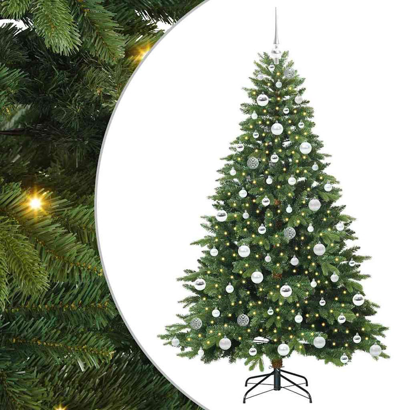 vidaXL Mű karácsonyfa 300 LED-del állvánnyal Zöld 180 cm PE és PVC