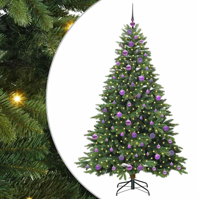 vidaXL Mű karácsonyfa 300 LED-del állvánnyal Zöld 180 cm PE és PVC