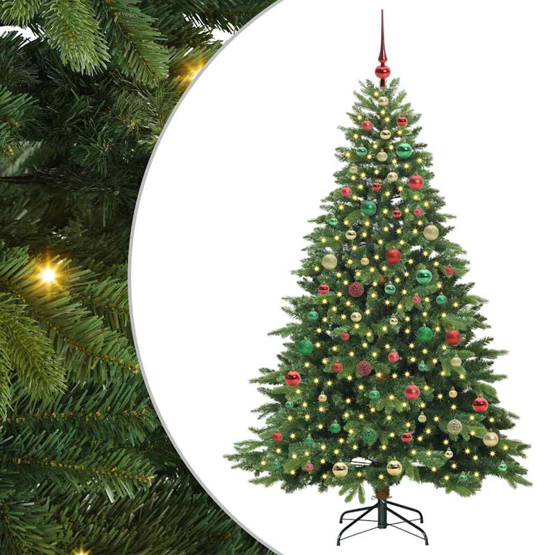 vidaXL Mű karácsonyfa 300 LED-del állvánnyal Zöld 180 cm PE és PVC