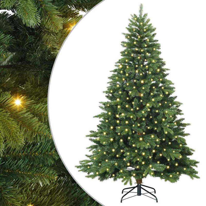 vidaXL Mű karácsonyfa 300 LED-del állvánnyal Zöld 210 cm PE és PVC