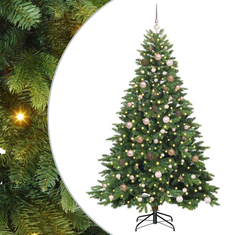 vidaXL Mű karácsonyfa 300 LED-del állvánnyal Zöld 210 cm PE és PVC