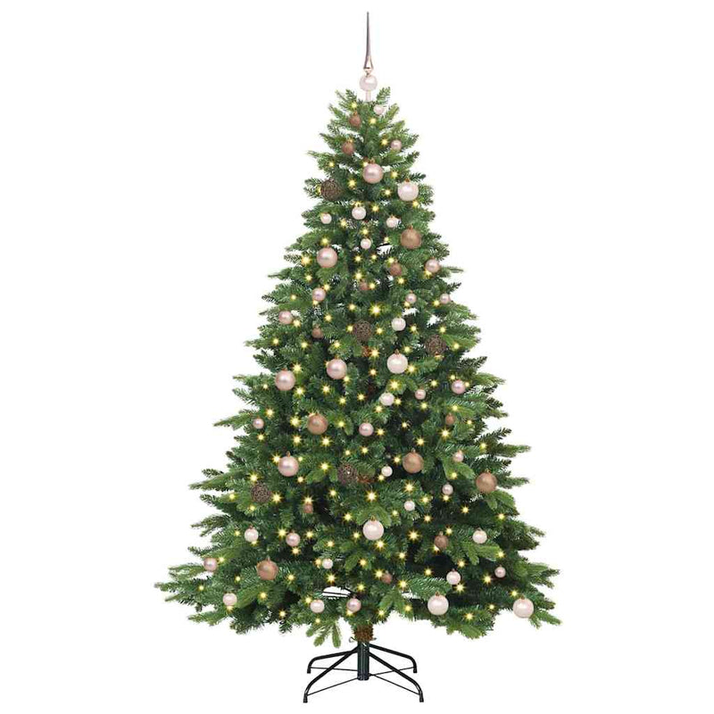 vidaXL Mű karácsonyfa 300 LED-del állvánnyal Zöld 210 cm PE és PVC