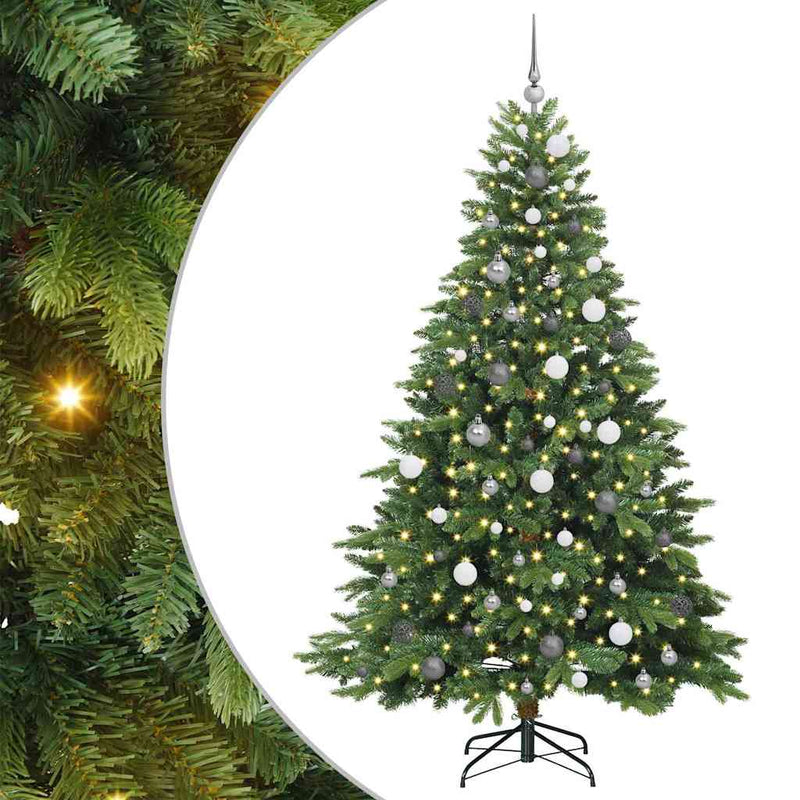 vidaXL Mű karácsonyfa 300 LED-del állvánnyal Zöld 210 cm PE és PVC