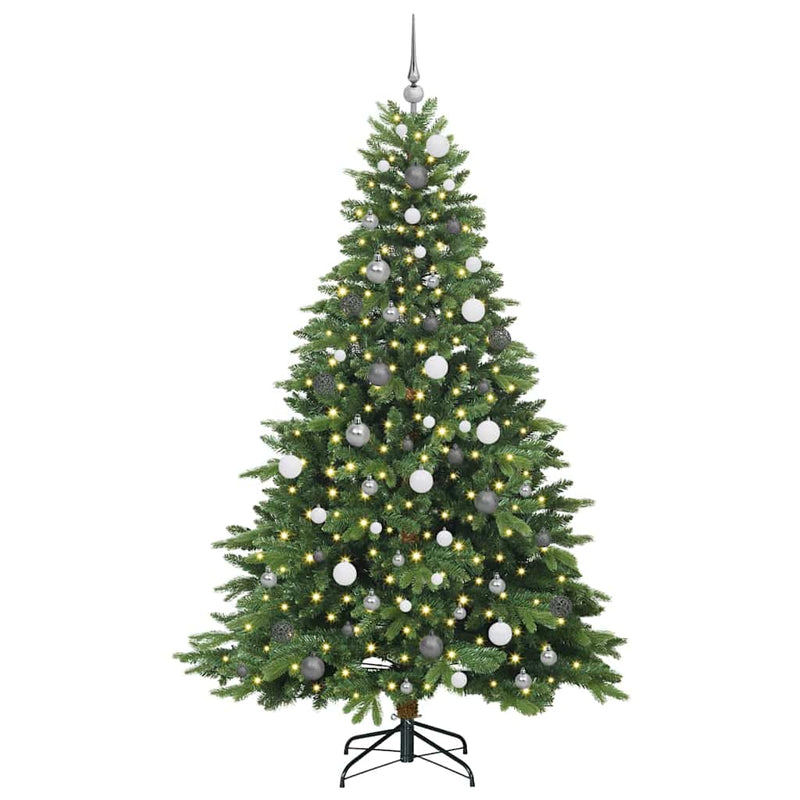 vidaXL Mű karácsonyfa 300 LED-del állvánnyal Zöld 210 cm PE és PVC