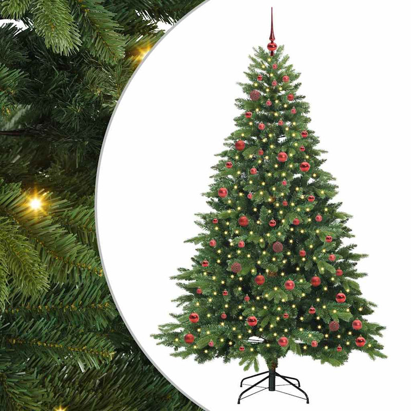 vidaXL Mű karácsonyfa 300 LED-del állvánnyal Zöld 210 cm PE és PVC