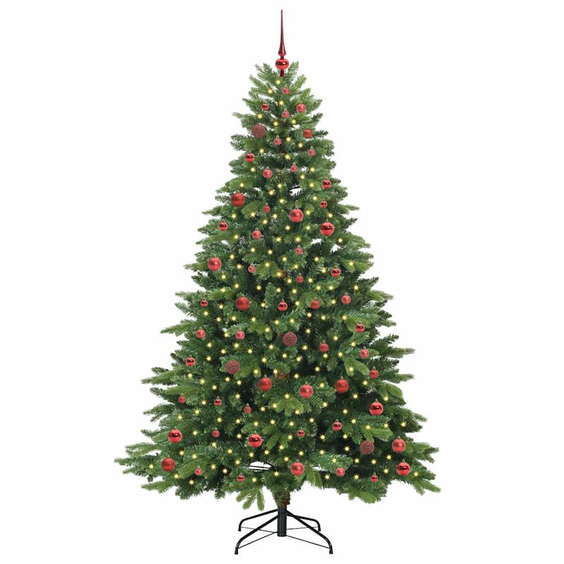 vidaXL Mű karácsonyfa 300 LED-del állvánnyal Zöld 210 cm PE és PVC