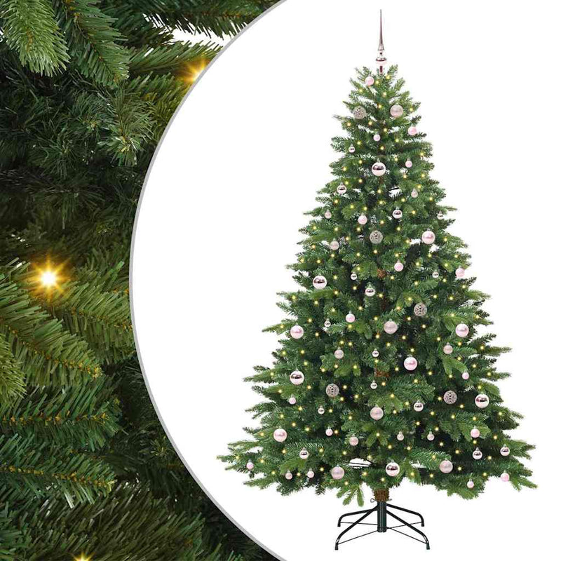 vidaXL Mű karácsonyfa 300 LED-del állvánnyal Zöld 210 cm PE és PVC