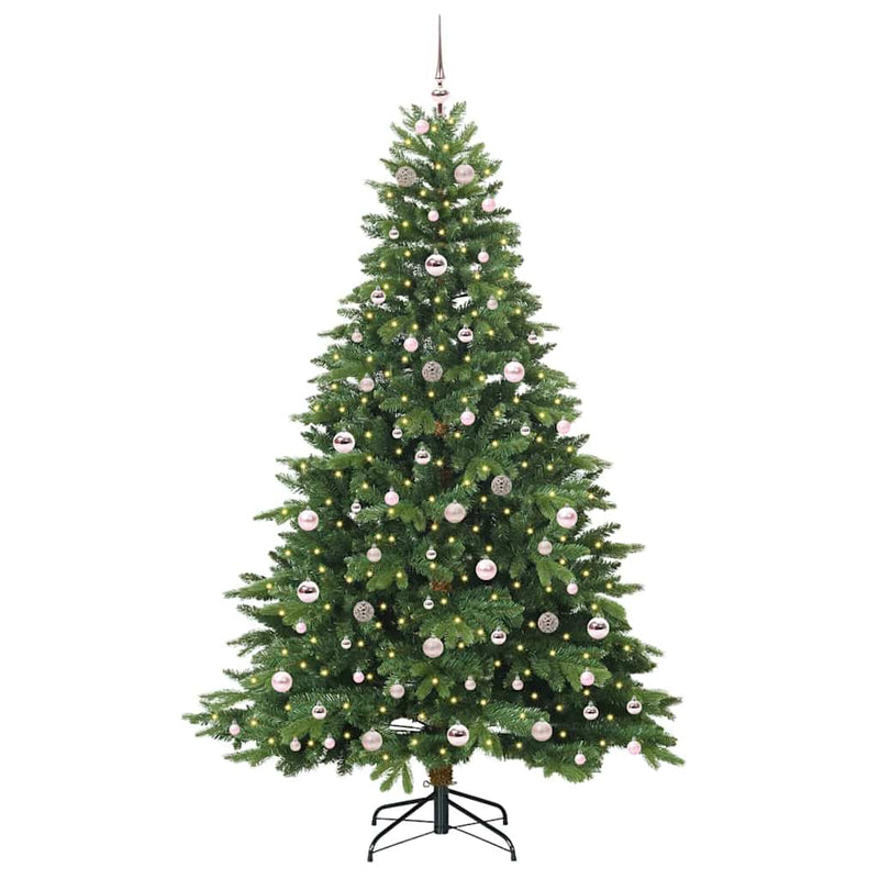 vidaXL Mű karácsonyfa 300 LED-del állvánnyal Zöld 210 cm PE és PVC