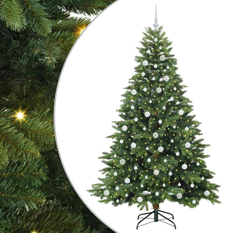vidaXL Mű karácsonyfa 300 LED-del állvánnyal Zöld 210 cm PE és PVC