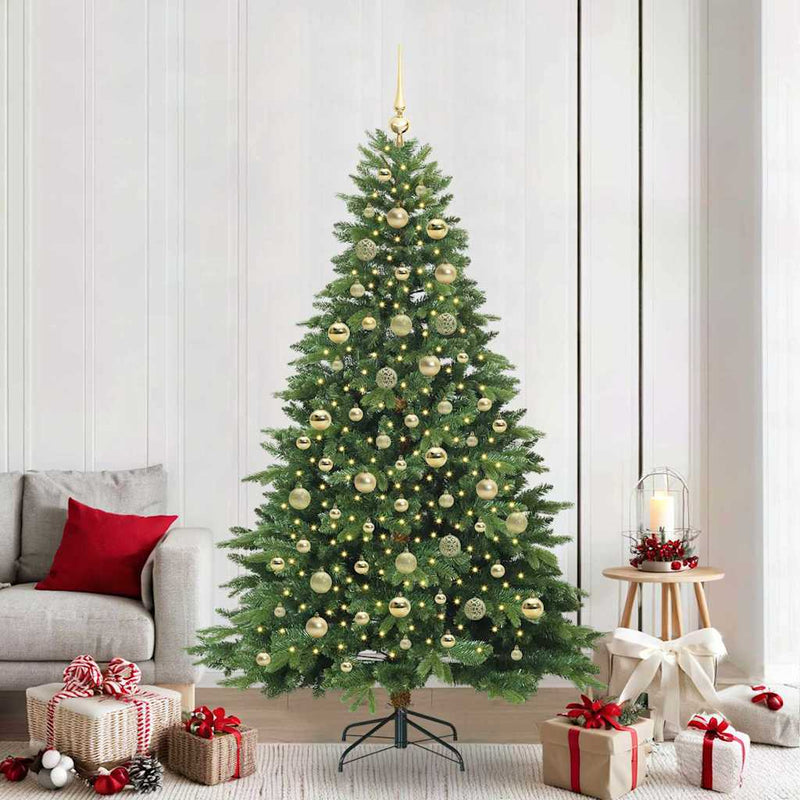 vidaXL Mű karácsonyfa 300 LED-del állvánnyal Zöld 210 cm PE és PVC
