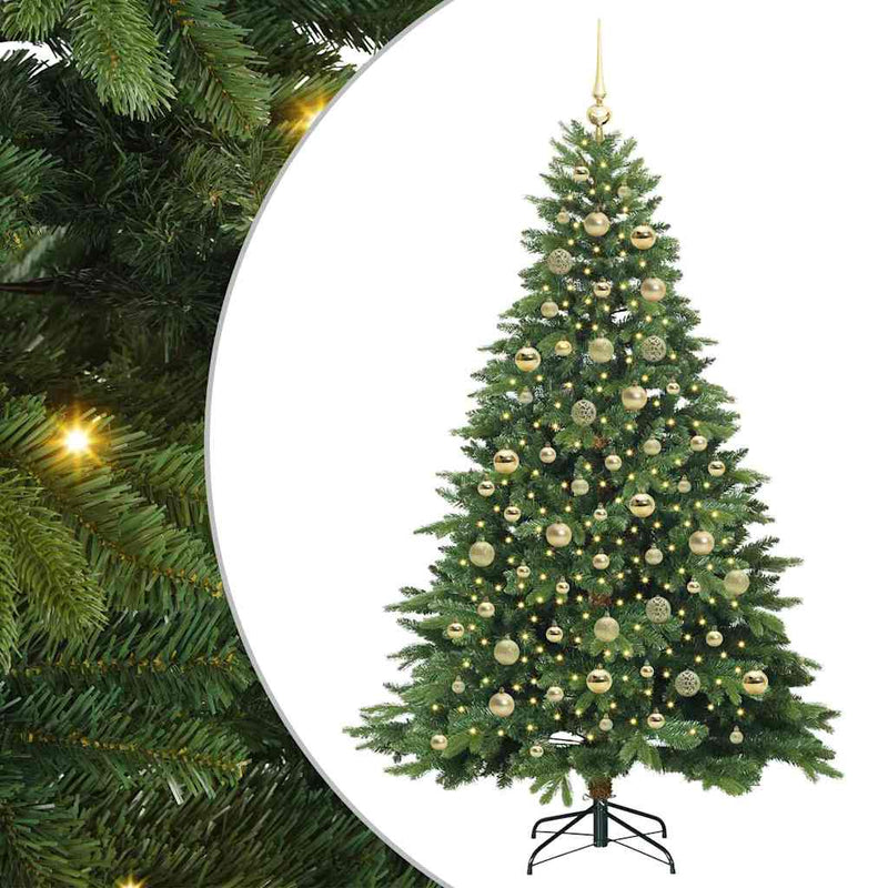 vidaXL Mű karácsonyfa 300 LED-del állvánnyal Zöld 210 cm PE és PVC