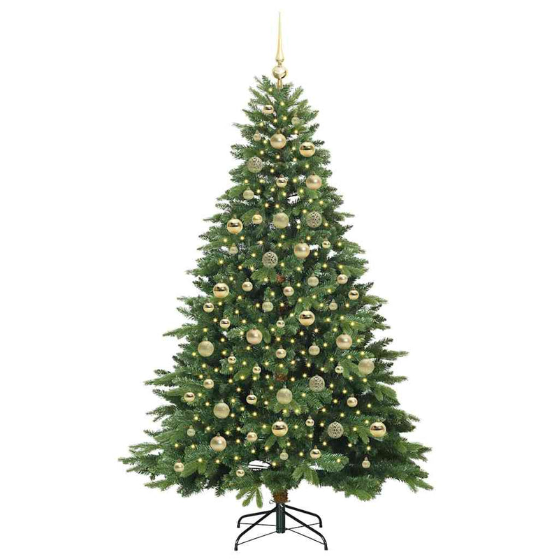vidaXL Mű karácsonyfa 300 LED-del állvánnyal Zöld 210 cm PE és PVC