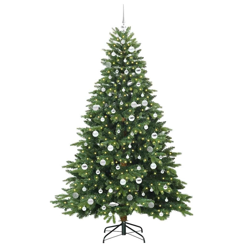 vidaXL Mű karácsonyfa 300 LED-del állvánnyal Zöld 210 cm PE és PVC