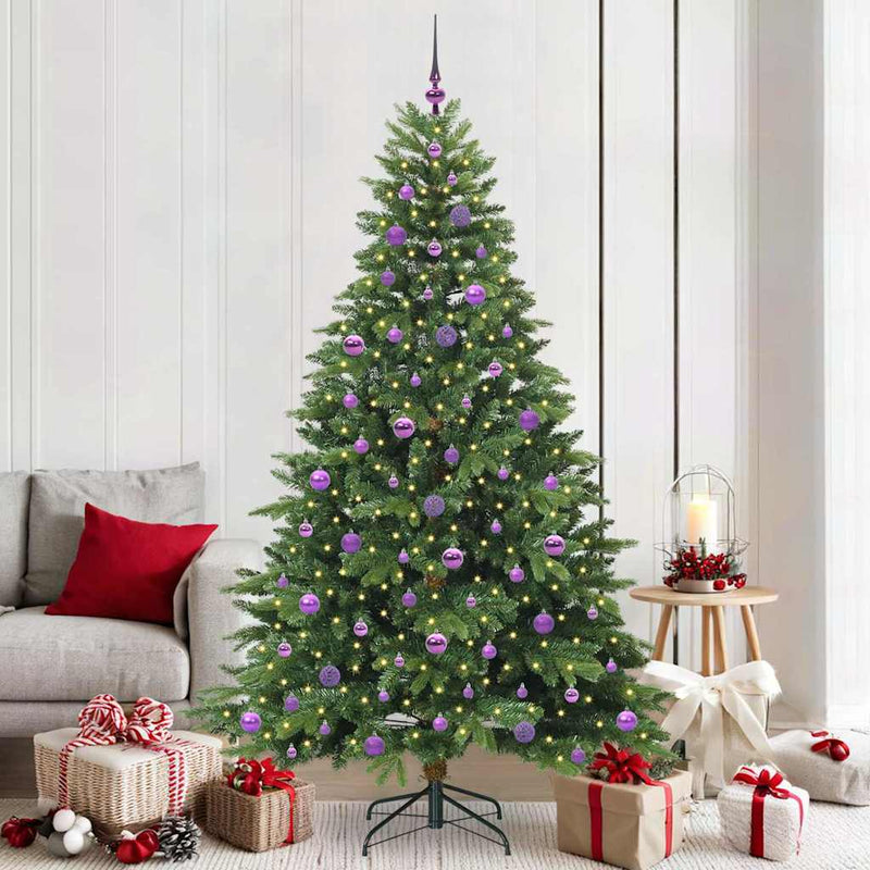 vidaXL Mű karácsonyfa 300 LED-del állvánnyal Zöld 210 cm PE és PVC