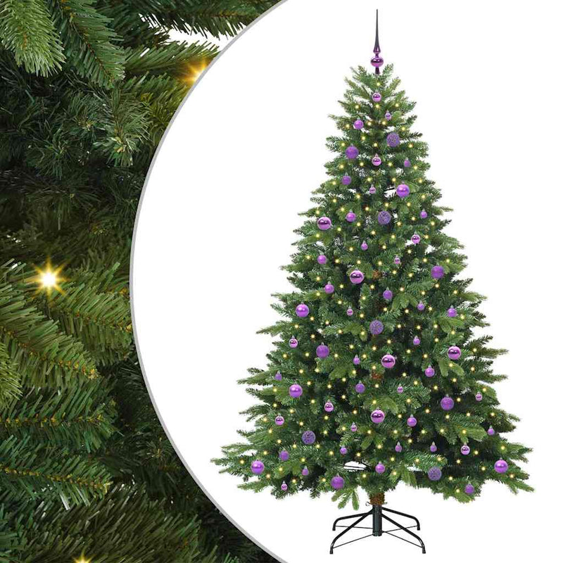 vidaXL Mű karácsonyfa 300 LED-del állvánnyal Zöld 210 cm PE és PVC