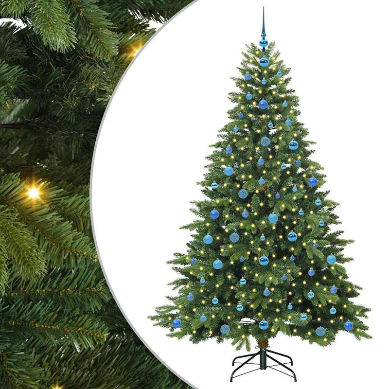 vidaXL Mű karácsonyfa 300 LED-del állvánnyal Zöld 210 cm PE és PVC