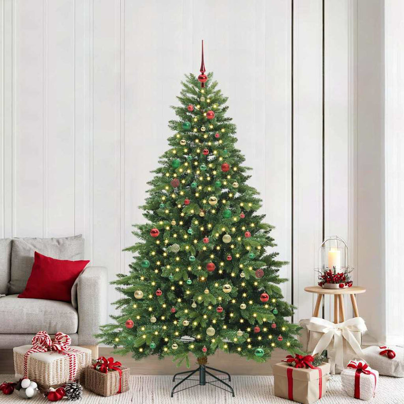 vidaXL Mű karácsonyfa 300 LED-del állvánnyal Zöld 210 cm PE és PVC