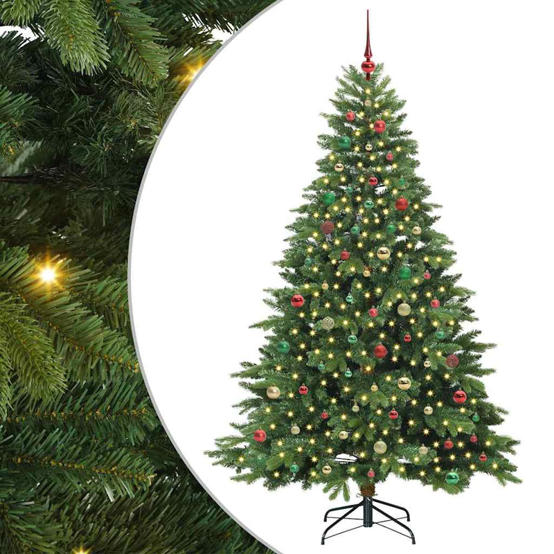 vidaXL Mű karácsonyfa 300 LED-del állvánnyal Zöld 210 cm PE és PVC