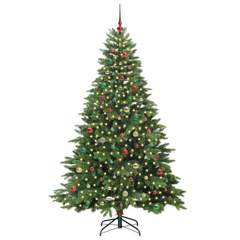 vidaXL Mű karácsonyfa 300 LED-del állvánnyal Zöld 210 cm PE és PVC