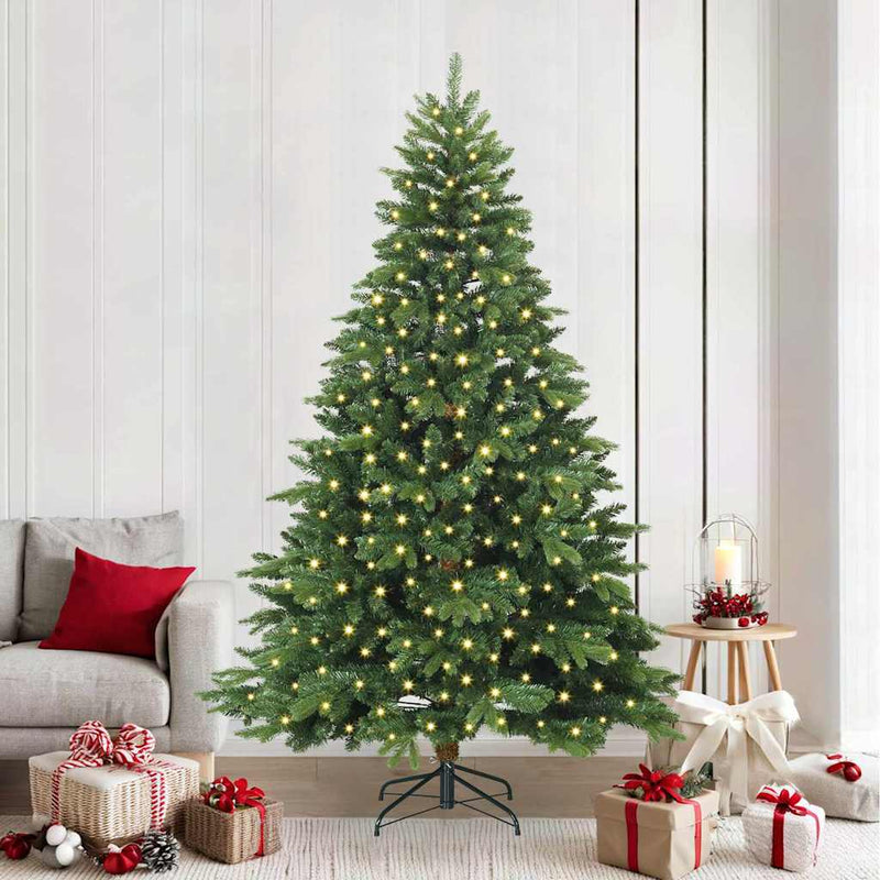 vidaXL Mű karácsonyfa 300 LED-del állvánnyal Zöld 240 cm PE és PVC