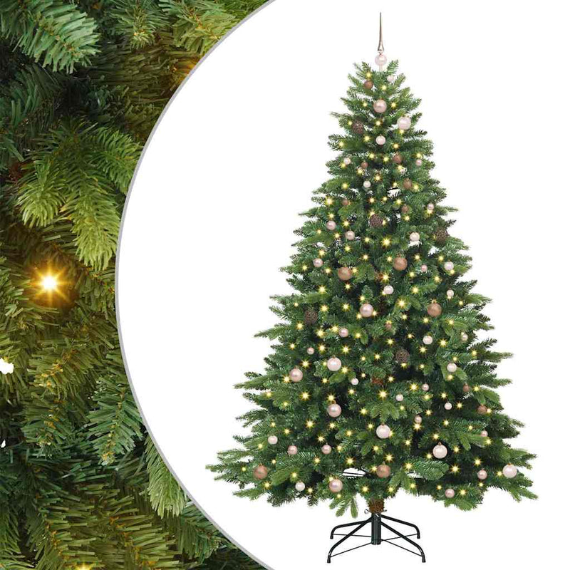vidaXL Mű karácsonyfa 300 LED-del állvánnyal Zöld 240 cm PE és PVC