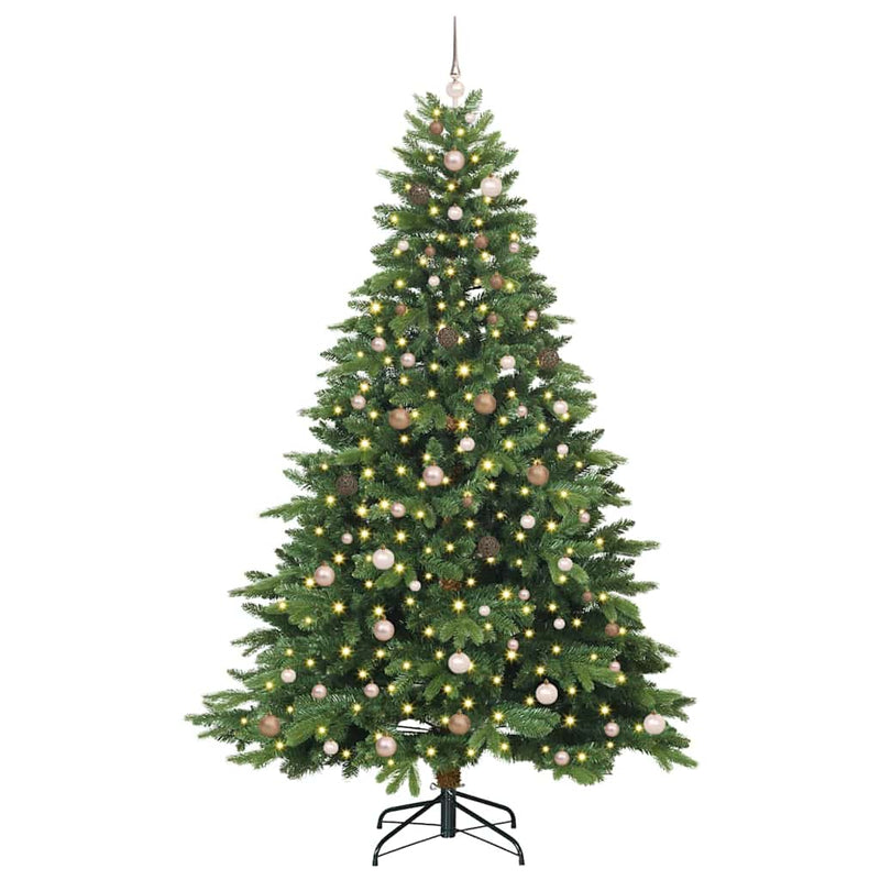 vidaXL Mű karácsonyfa 300 LED-del állvánnyal Zöld 240 cm PE és PVC