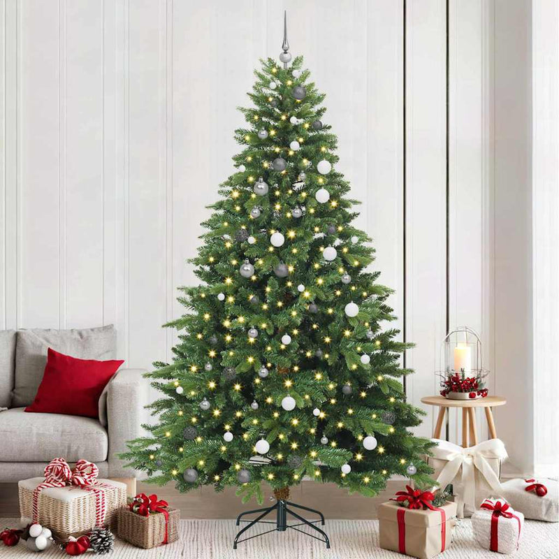 vidaXL Mű karácsonyfa 300 LED-del állvánnyal Zöld 240 cm PE és PVC