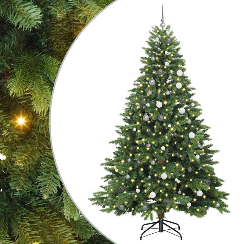 vidaXL Mű karácsonyfa 300 LED-del állvánnyal Zöld 240 cm PE és PVC