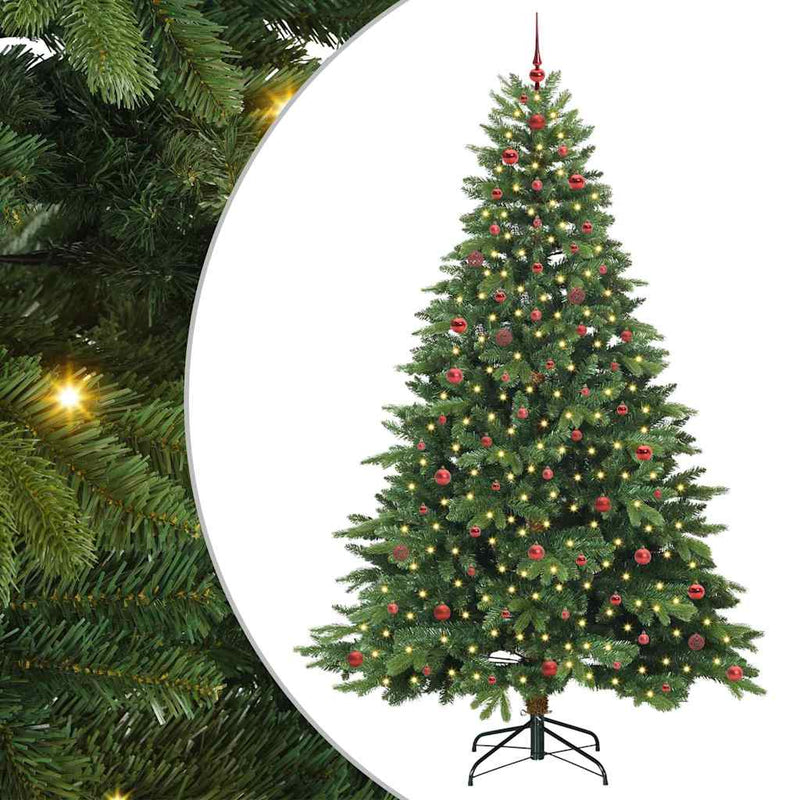 vidaXL Mű karácsonyfa 300 LED-del állvánnyal Zöld 240 cm PE és PVC