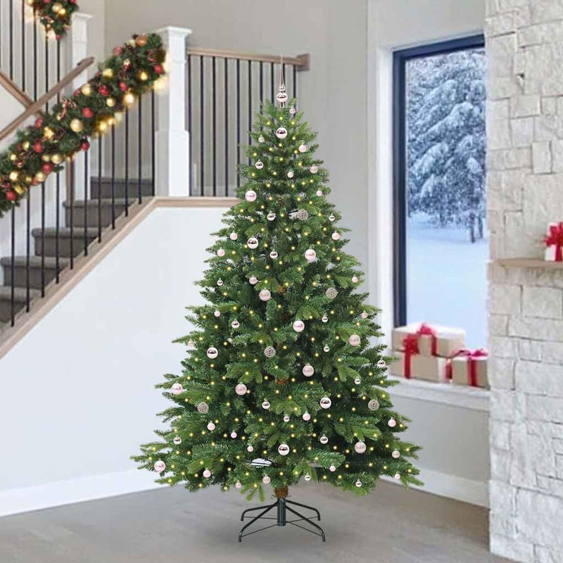 vidaXL Mű karácsonyfa 300 LED-del állvánnyal Zöld 240 cm PE és PVC