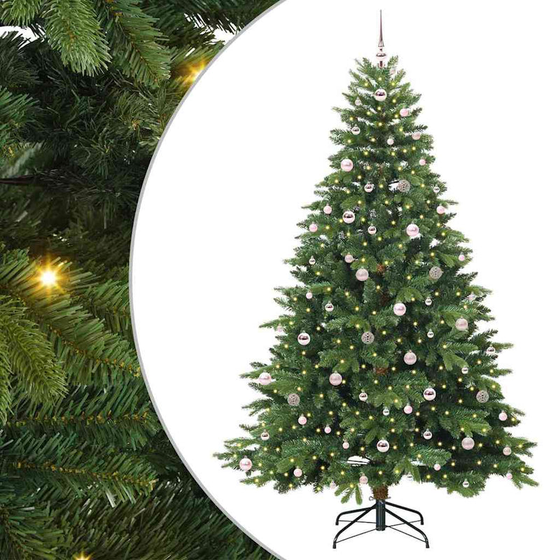 vidaXL Mű karácsonyfa 300 LED-del állvánnyal Zöld 240 cm PE és PVC