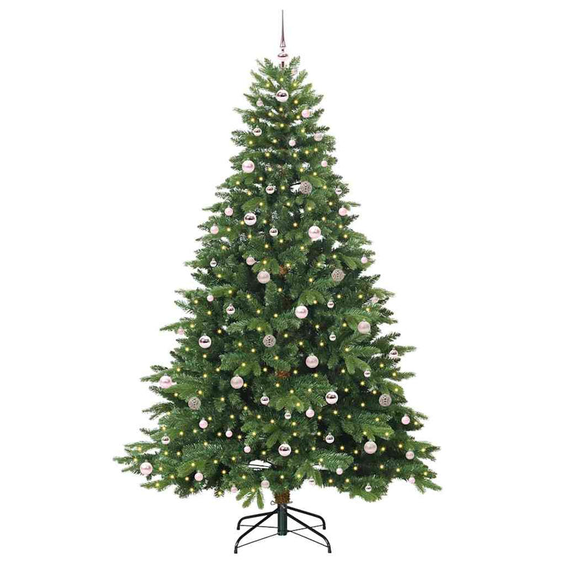 vidaXL Mű karácsonyfa 300 LED-del állvánnyal Zöld 240 cm PE és PVC