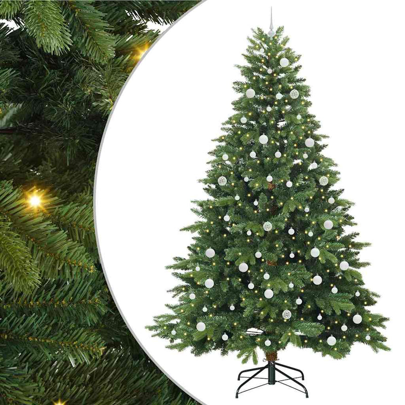 vidaXL Mű karácsonyfa 300 LED-del állvánnyal Zöld 240 cm PE és PVC