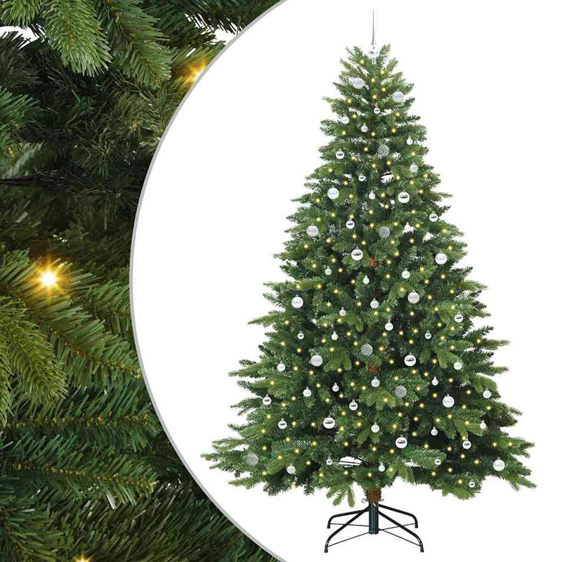 vidaXL Mű karácsonyfa 300 LED-del állvánnyal Zöld 240 cm PE és PVC