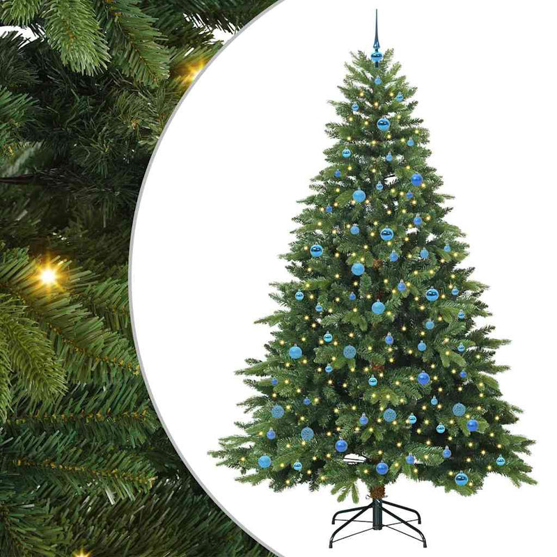 vidaXL Mű karácsonyfa 300 LED-del állvánnyal Zöld 240 cm PE és PVC