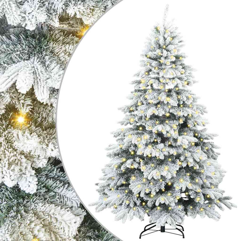 vidaXL Mű karácsonyfa 300 LED-del állvánnyal Zöld 180 cm PE és PVC