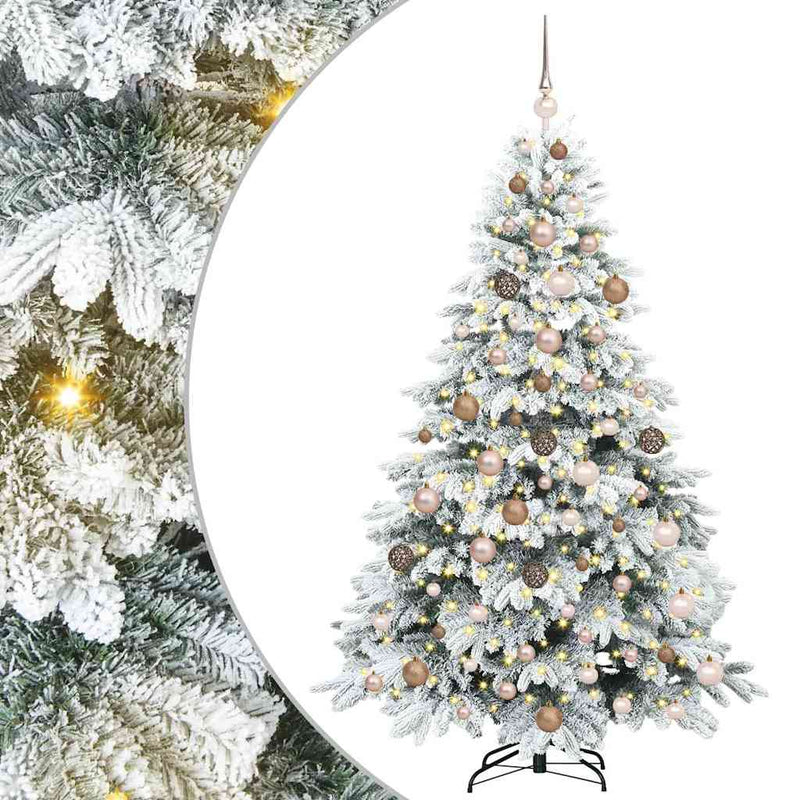 vidaXL Mű karácsonyfa 300 LED-del állvánnyal Zöld 180 cm PE és PVC