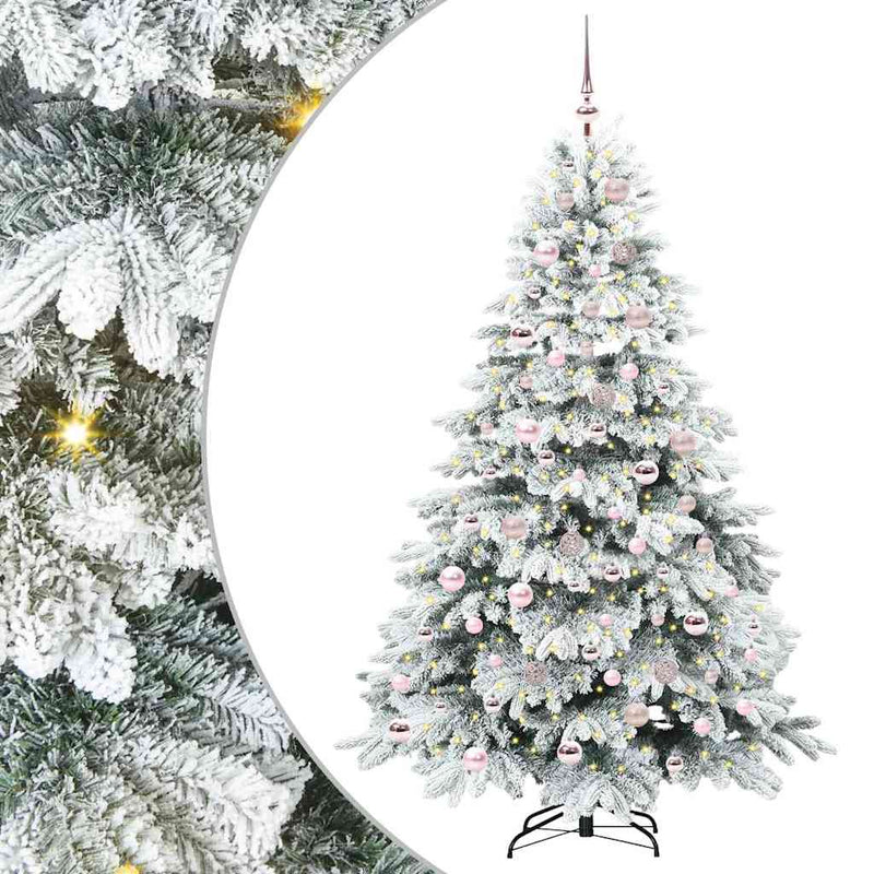 vidaXL Mű karácsonyfa 300 LED-del állvánnyal Zöld 180 cm PE és PVC