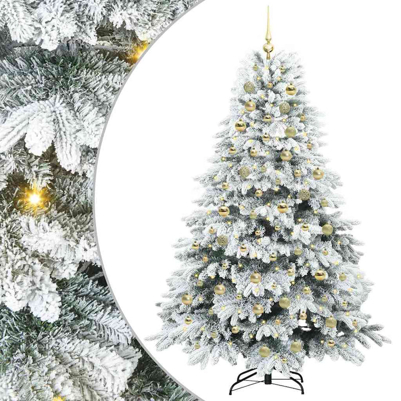 vidaXL Mű karácsonyfa 300 LED-del állvánnyal Zöld 180 cm PE és PVC