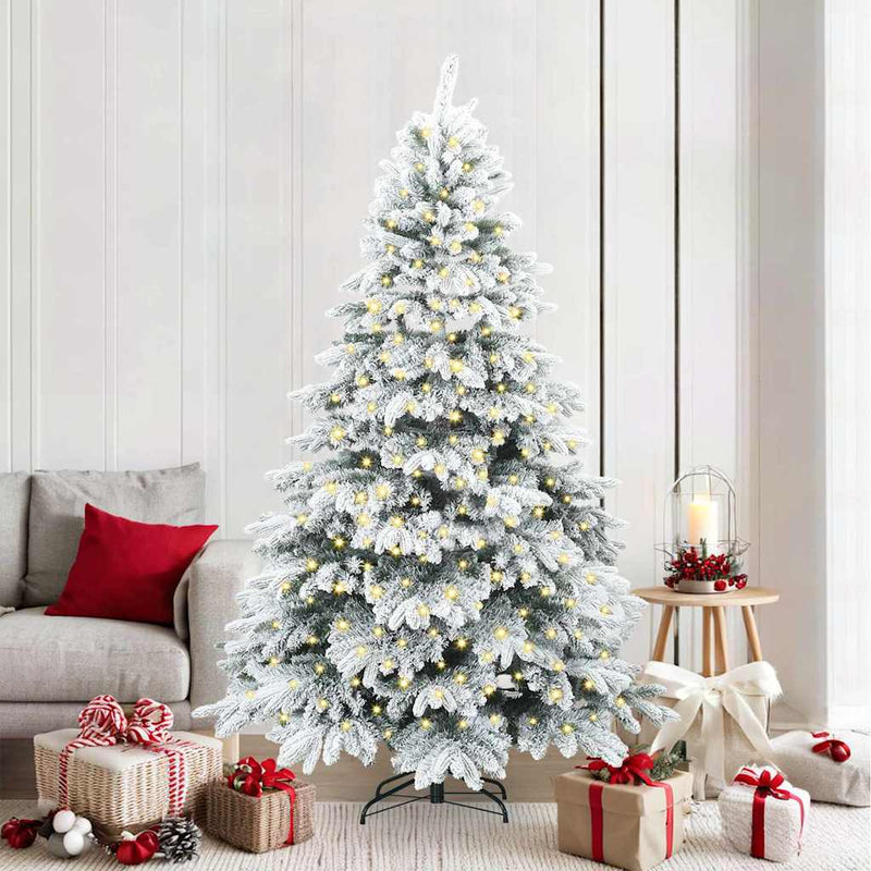 vidaXL Mű karácsonyfa 300 LED-del állvánnyal Zöld 210 cm PE és PVC
