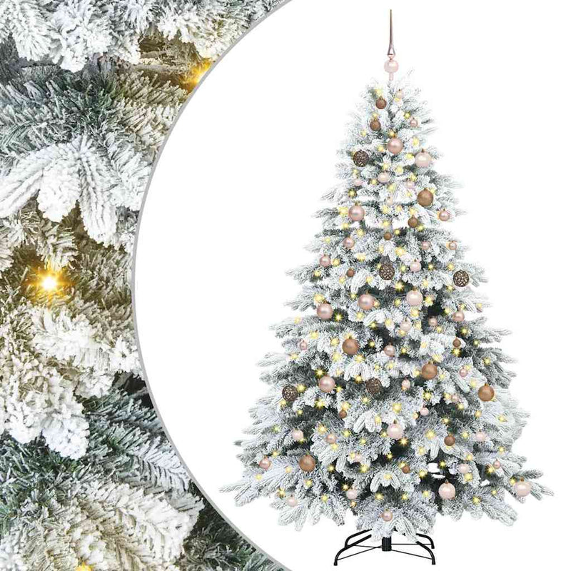 vidaXL Mű karácsonyfa 300 LED-del állvánnyal Zöld 210 cm PE és PVC