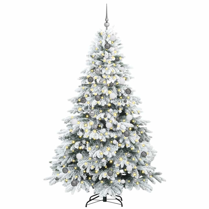 vidaXL Mű karácsonyfa 300 LED-del állvánnyal Zöld 210 cm PE és PVC