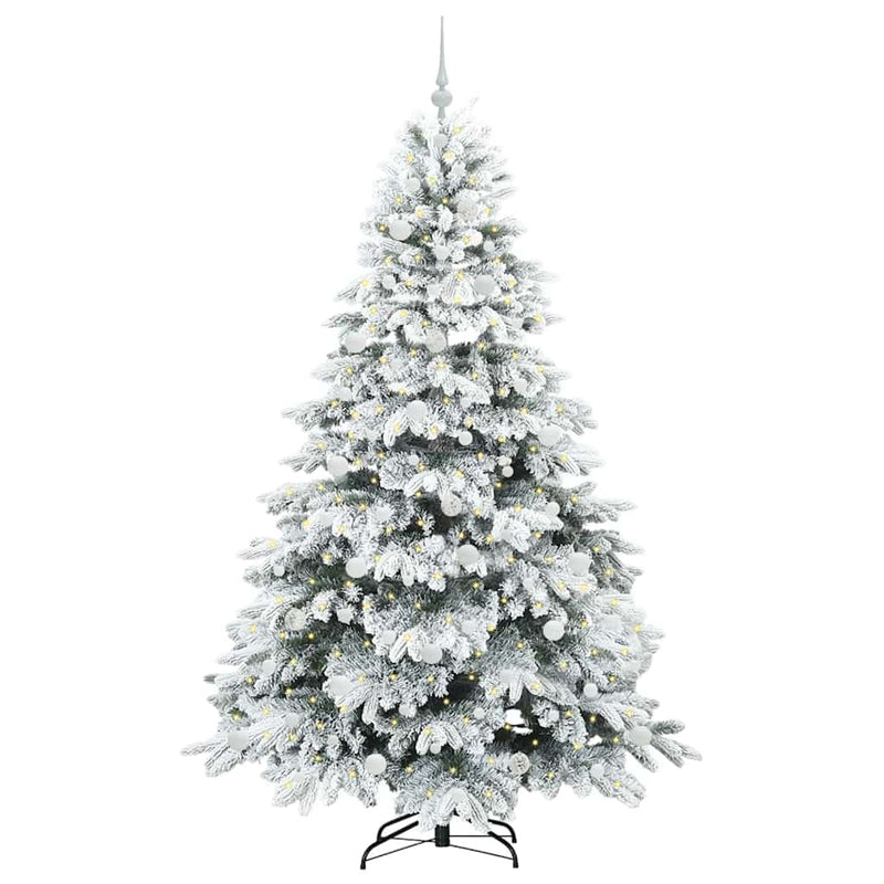 vidaXL Mű karácsonyfa 300 LED-del állvánnyal Zöld 210 cm PE és PVC