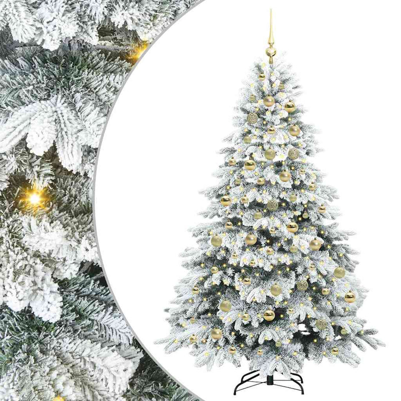 vidaXL Mű karácsonyfa 300 LED-del állvánnyal Zöld 210 cm PE és PVC