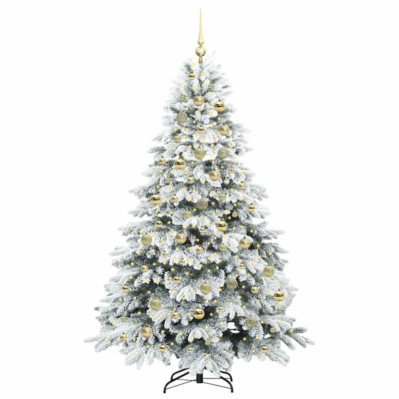 vidaXL Mű karácsonyfa 300 LED-del állvánnyal Zöld 210 cm PE és PVC