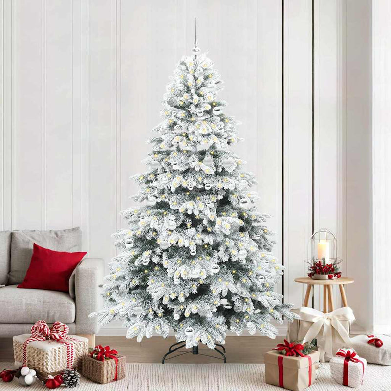 vidaXL Mű karácsonyfa 300 LED-del állvánnyal Zöld 210 cm PE és PVC