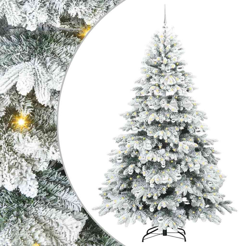 vidaXL Mű karácsonyfa 300 LED-del állvánnyal Zöld 210 cm PE és PVC