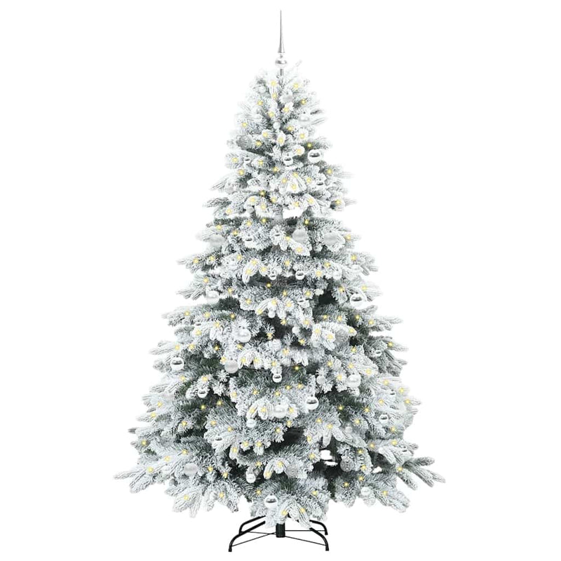 vidaXL Mű karácsonyfa 300 LED-del állvánnyal Zöld 210 cm PE és PVC
