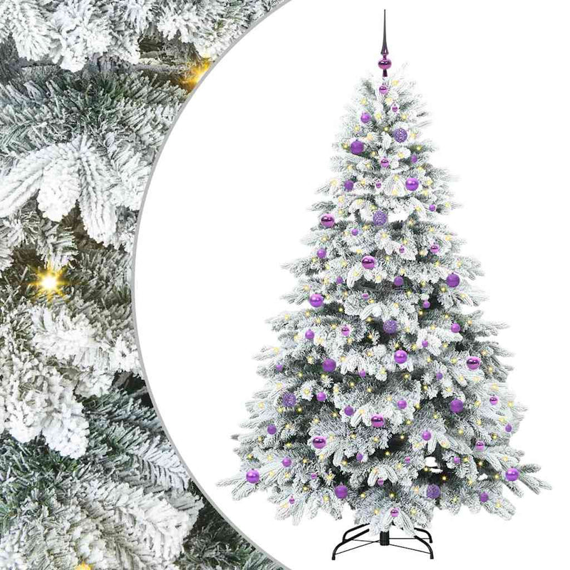 vidaXL Mű karácsonyfa 300 LED-del állvánnyal Zöld 210 cm PE és PVC